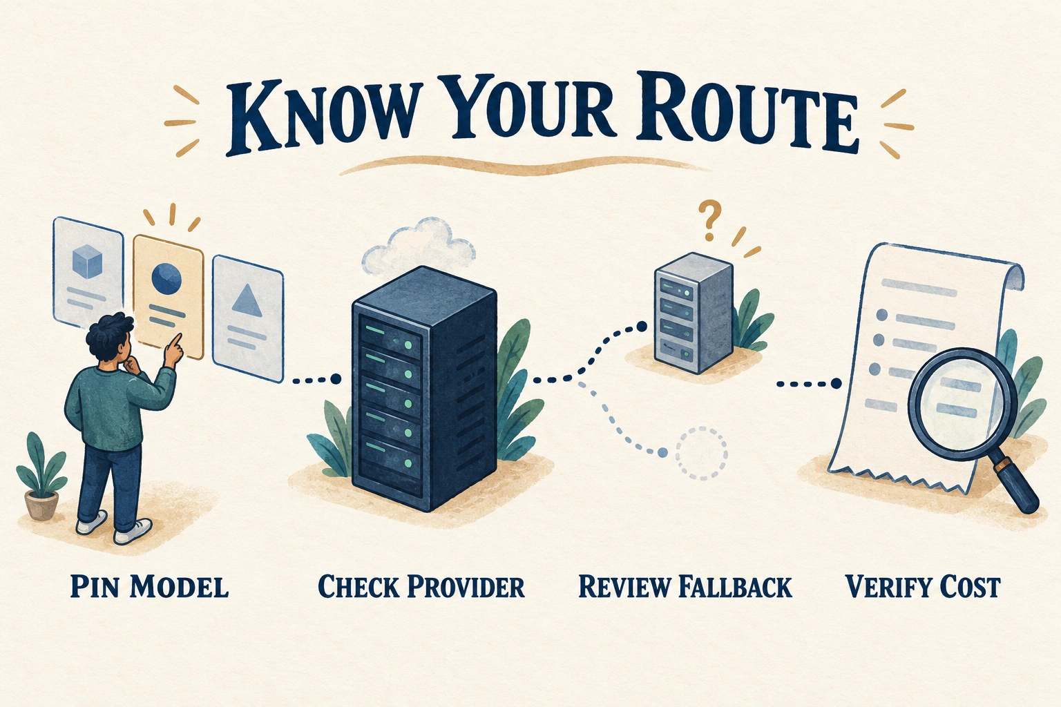 Pin the model, check the provider, review possible fallback routes, and verify actual costs before comparing Cline runs.